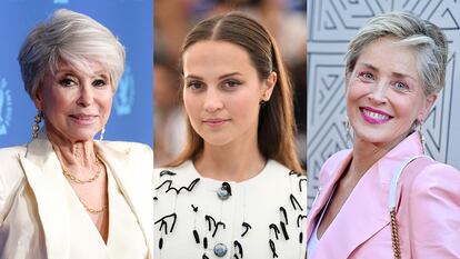 De izquierda a derecha: las actrices Rita Moreno; Alicia Vikander y Sharon Stone.