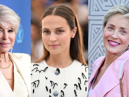 De izquierda a derecha: las actrices Rita Moreno; Alicia Vikander y Sharon Stone.