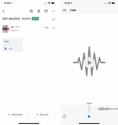 Escuchar audios desde Gmail en iOS 13.