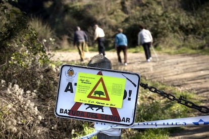 Anuncio de una batida de jabalíes en Cataluña.