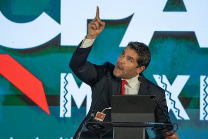 Eduardo Verástegui durante la clausura de la Conferencia Política de Acción Conservadora en Ciudad de México el 19 de noviembre 2022.