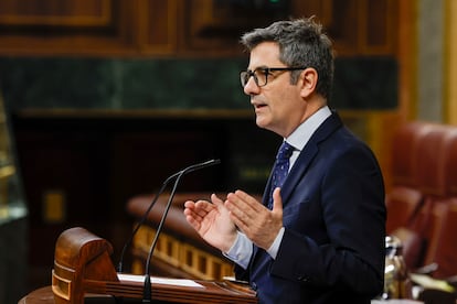 El ministro de Presidencia y Justicia, Félix Bolaños, durante una intervención este año en el Congreso.