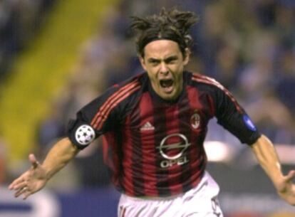 Filippo Inzaghi, durante un partido con el Milan.