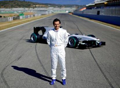 Pedro Martínez de la Rosa, durante la presentación de Sauber en Cheste.