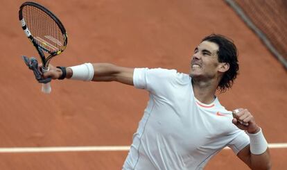 Nadal celebra su victoria ante Brands, en París.