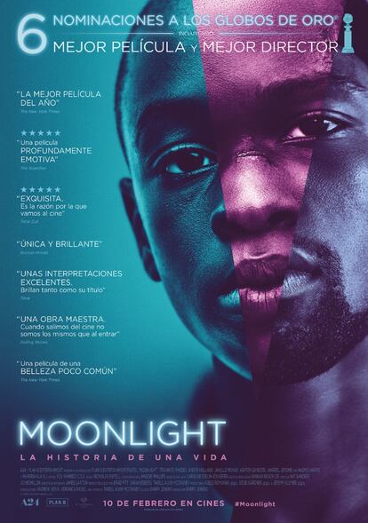 Nominada a: Mejor Película, Mejor Director (Barry Jenkins), Mejor Actor Secundario (Mahershala Ali), Mejor Actriz Secundaria, (Naomie Harris), Mejor Guion Adaptado, Mejor Montaje, Mejor Banda Sonora y Mejor Fotografía.