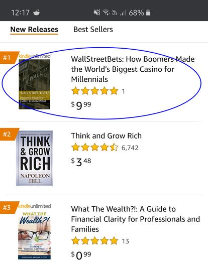 En menos de 24 horas, el libro de Rogozinski sobre el origen de WallStreetBets, 'WallStreetBets: How Boomers Made the World’s Biggest Casino for Millennials', se convirtió en el más vendido entre las novedades de Amazon.