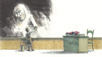 Dibujo de Eva Sánchez en el libro 'Los distintos' (Ekaré), de la escritora Mónica Montañés.