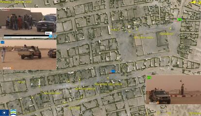 Imágenes satélite de un centro de operaciones de mafias donde se juntan a los migrantes en Malí en 2016.