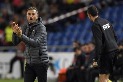 Luis Enrique, durante el partido de España ante Bosnia.