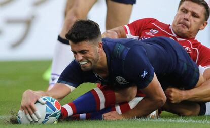 Adam Hastings de Escocia ante Rusia este miércoles. 