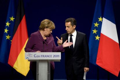 Angela Merkel y Nicolas Sarkozy, durante la última cumbre del G-20, el pasado 2 de noviembre en Cannes (Francia).