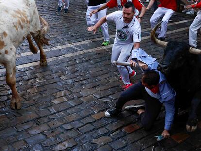 El segundo encierro de las celebraciones de San Fermín, en Pamplona.