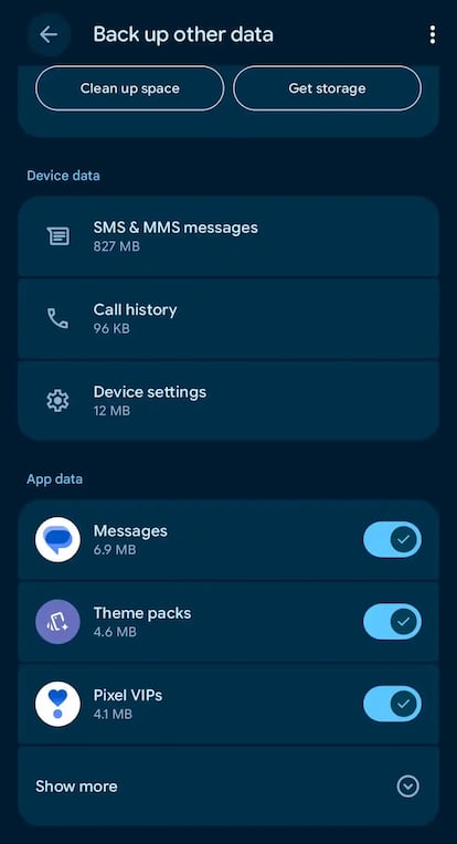 Nueva copia de seguridad de Android