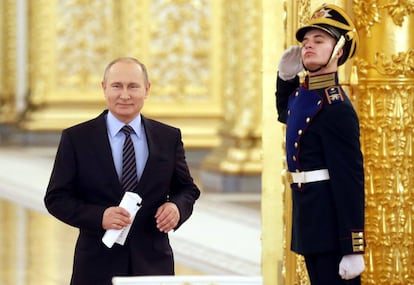 Vlad&iacute;mir Putin, durante un encuentro en el Kremlin.