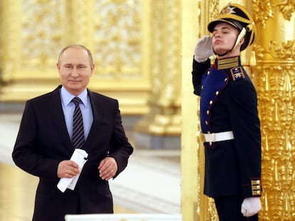 Vlad&iacute;mir Putin, durante un encuentro en el Kremlin.