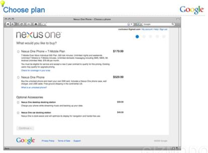 Las tarifas de Nexus One, el móvil de Google, según publica el 'blog' Gizmodo