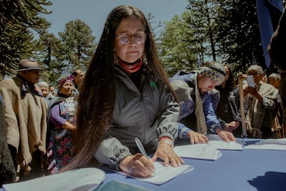 Firma del convenio que estableció el Consejo de Gobernanza y Gestión del Parque Nacional Villarrica a principios de diciembre.