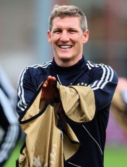 Schweinsteiger, durante un entrenamiento con el Bayern.