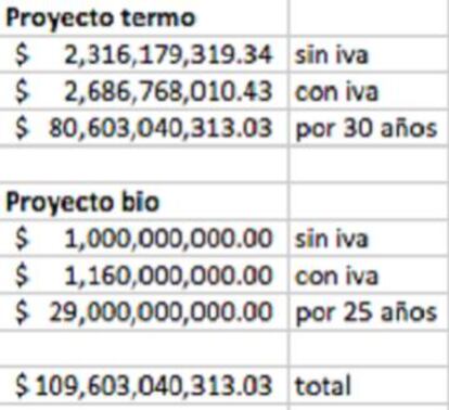 El pago del servicio de la planta.