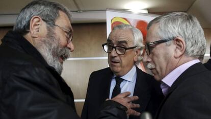 Cándido Méndez, Marcos Peña e Ignacio Fernández Toxo en una foto de 2015.