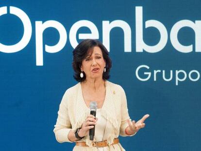 La presidenta de Banco Santander, el viernes, en el acto de Openbank.