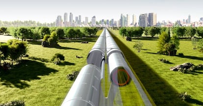 Prototipo del hyperloop de Zeleros (modo de transporte en cápsulas-vagón propulsadas por un sistema electromagnético a través de tubos).
