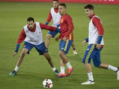 Thiago, durante el entrenamiento en Granada.