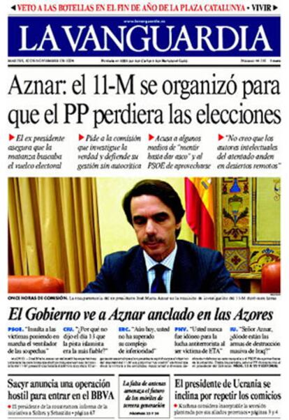 Portada de la edicin impresa de La Vanguardia (30/11/2004)