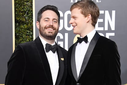 Garrard Conley y Lucas Hedges (el actor que lo interpreta en la cinta) en los pasados Globos de Oro.