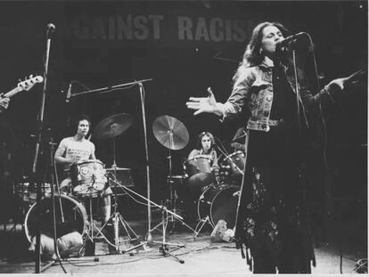 Carol Grimes en una de las giras por Reino Unido que montaba Rock Against the Racism a finales de la década de 1970.