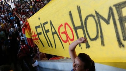 An anti-World Cup protest in Brasilia. 