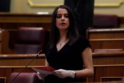 La líder de Ciudadanos, Inés Arrimadas, en un pleno del Congreso de los Diputados.