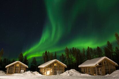 Aurora boreal en los cielo de Laponia (Finlandia).