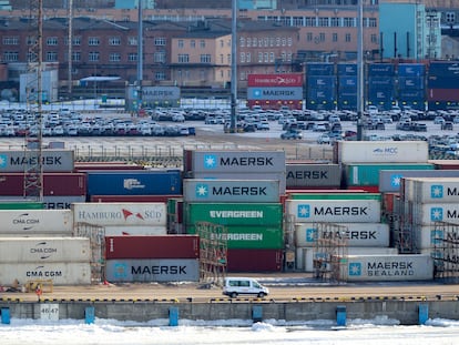 Contenedores en el puerto de San Petersburgo, en marzo.