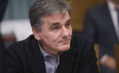 El ministro griego de Economía, Euclides Tsakalotos, este lunes en Atenas.