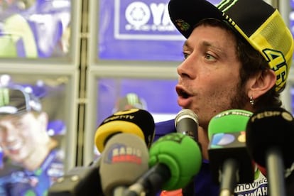 Valentino Rossi, ayer, en Cheste. 