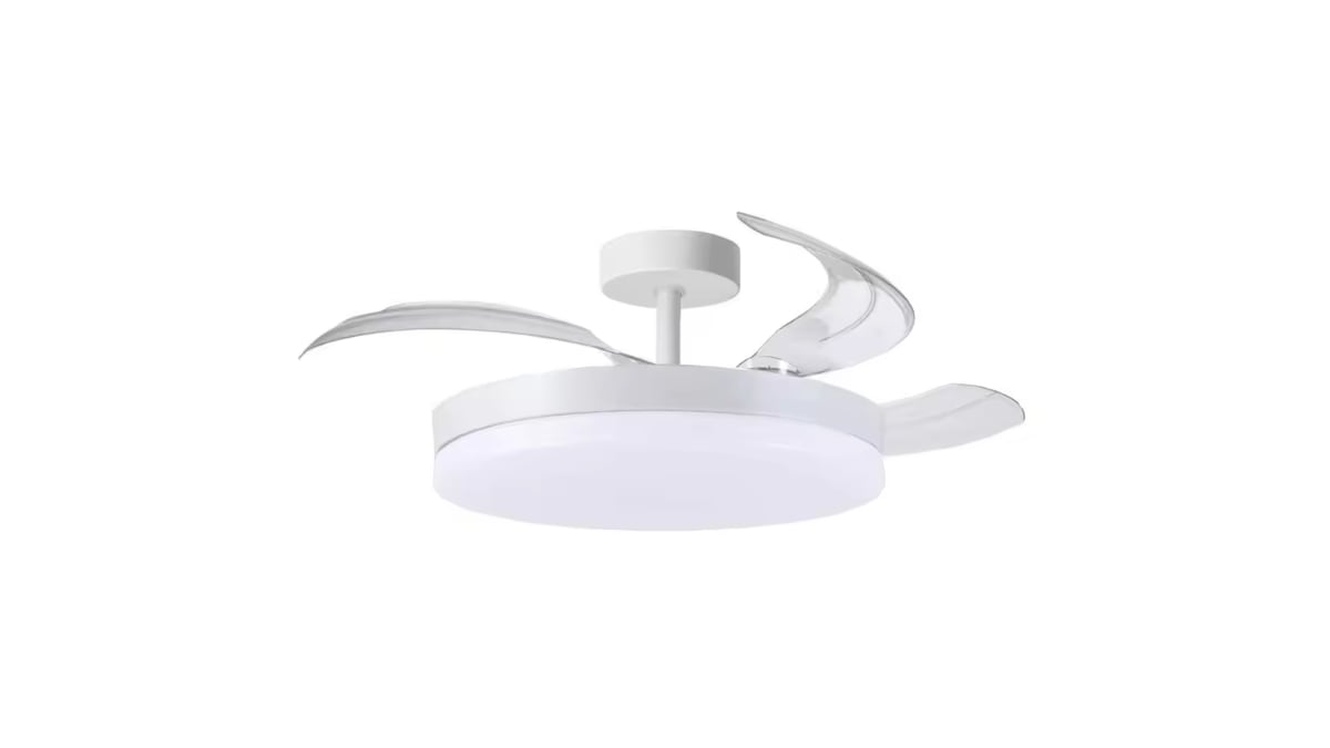 Ventilador de techo con aspas plegables.
