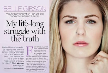 belle Gibson, en las páginas de su confesión en la revista 'Australian Women’s Weekly'.