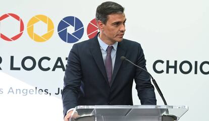 Pedro Sánchez, en el evento 'España hub audiovisual', en Los Ángeles.