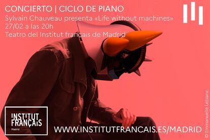 Cartel promocional del concierto de Sylvian Chauveau en el ciclo de piano del Institut Français de Madrid.