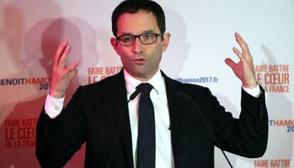 El candidat socialista Beno&icirc;t Hamon, aquest diumenge.