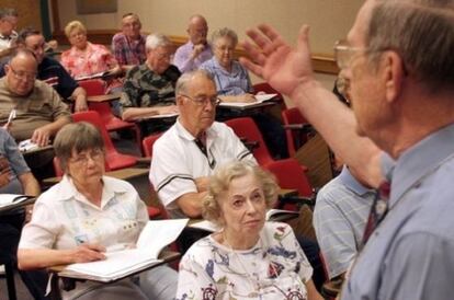 Un aula de una universidad para adultos en EE UU. 