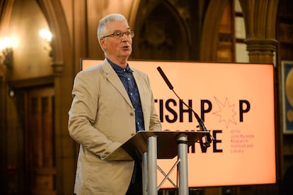 Jon Savage at the British Pop Archive, where he curated an exhibition, on May 18, 2022, in Manchester.