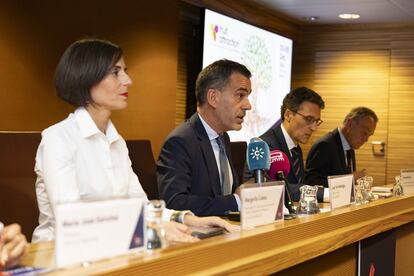 De izda. a dcha., Margarita Cobos, Juan Arrizabalaga, Fernando Miranda y José María Pozancos en la presentación de la 15 edición de Fruit Attraction.