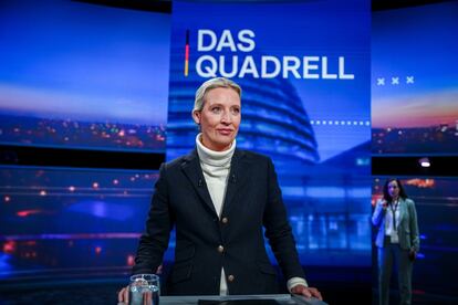 La candidata de AfD, Alice Weidel, este domingo durante el debate. 