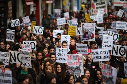 Manifestación entre Atocha y la Puerta del Sol convocada por el Sindicato de Estudiantes.