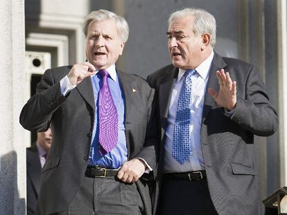 El presidente del BCE, J.-C. Trichet, y el director del FMI, D. Strauss- Khan.