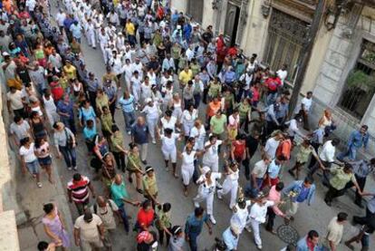 Las Damas de Blanco, durante su protesta en el centro de La Habana, el sábado.