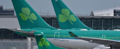 Aviones de Aer Lingus en el aeropuerto de Dubl&iacute;n.